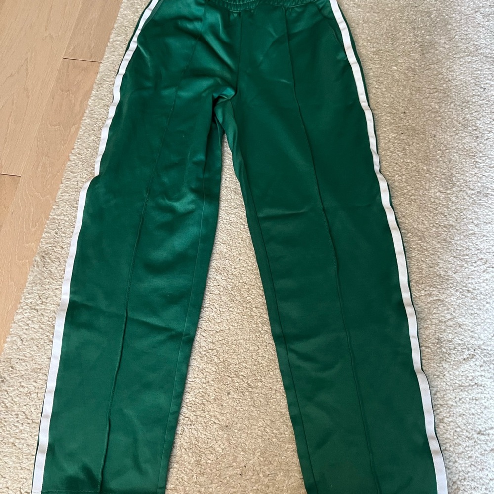 Old Navy Green Track Pants with White Stripes